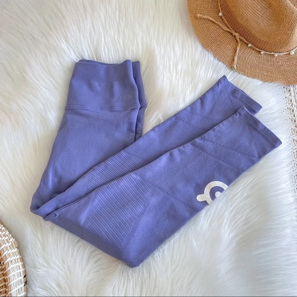 NUX Peloton Seamless Leggings Blue Purple Shapeshifter Compressive 7/8 High Rise - Picture 4 of 16